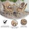 Merrick Lane Celia Bistro Style Table with Glass Top, PE Rattan, 4 Stack Chairs, and Bamboo Finished Metal Frame for Indoor/Outdoor Use